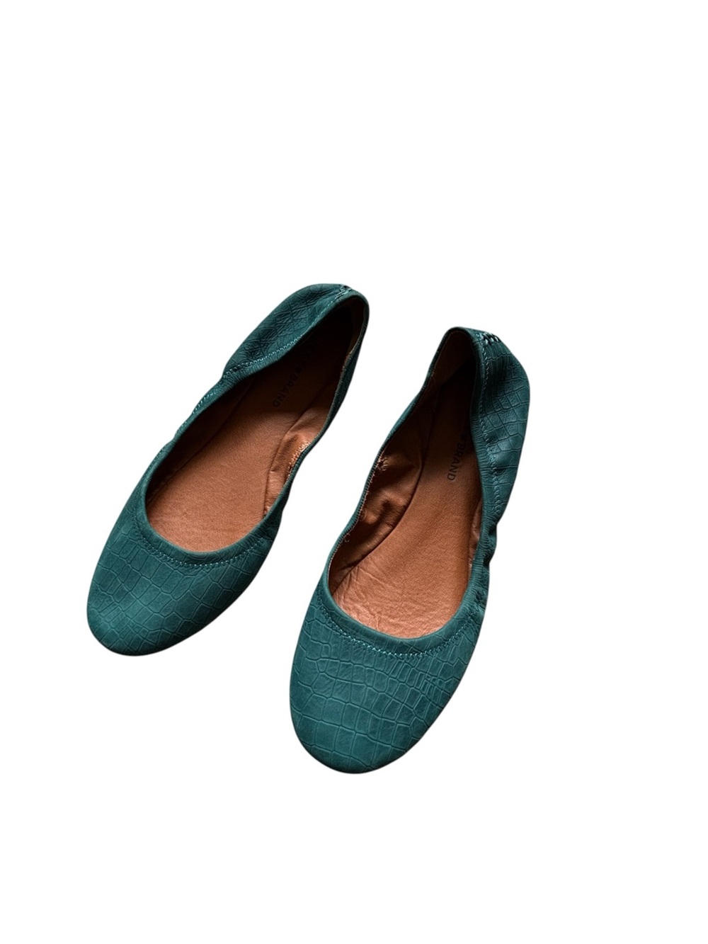 Lucky Brand Emmie Ballet Flats textured dark teal crocodile-embossed whimsy